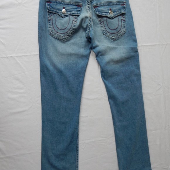 NWT TRUE RELIGION RICKY SN FLAP Relaxed Straight Blue Light Wash JEANS 31x 33 - Picture 8 of 8